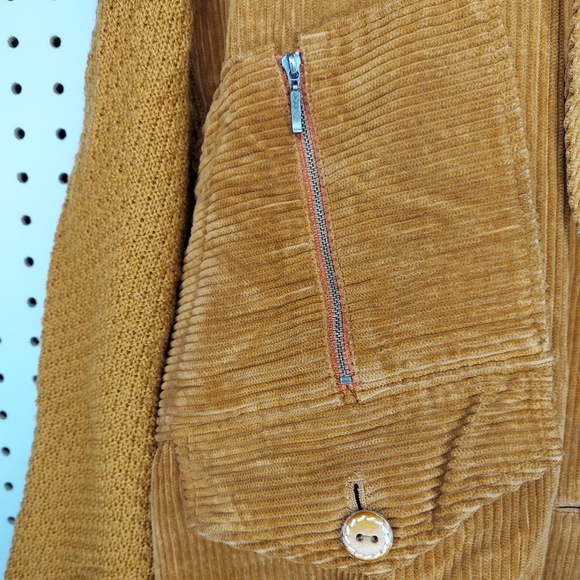 90s Primizia Jacket Corduroy Cable Knit Leather Button Zip Hooded Bomber Rustic - Picture 9 of 9